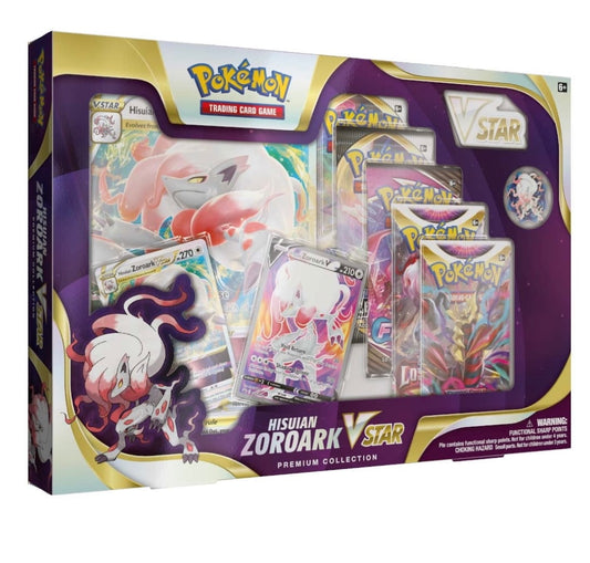 Pokemon Sword & Shield Hisuian Zoroark VSTAR Premium Collection (5 Booster Packs, 2 Etched Promo Cards, Oversize Card, Pin & More)
